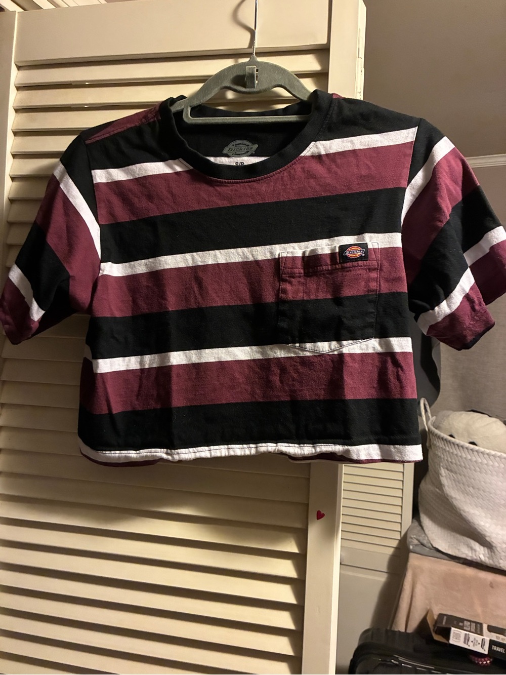 Dickies Burgundy & Black Striped Pocket Tee